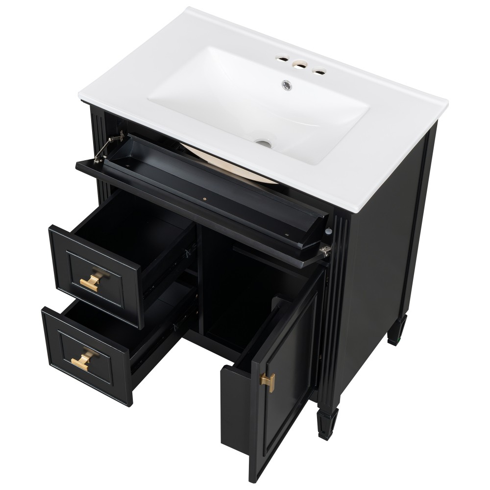 30″ Bathroom Vanity with Sink, Bathroom Vanity Cabinet with One Flip Drawer