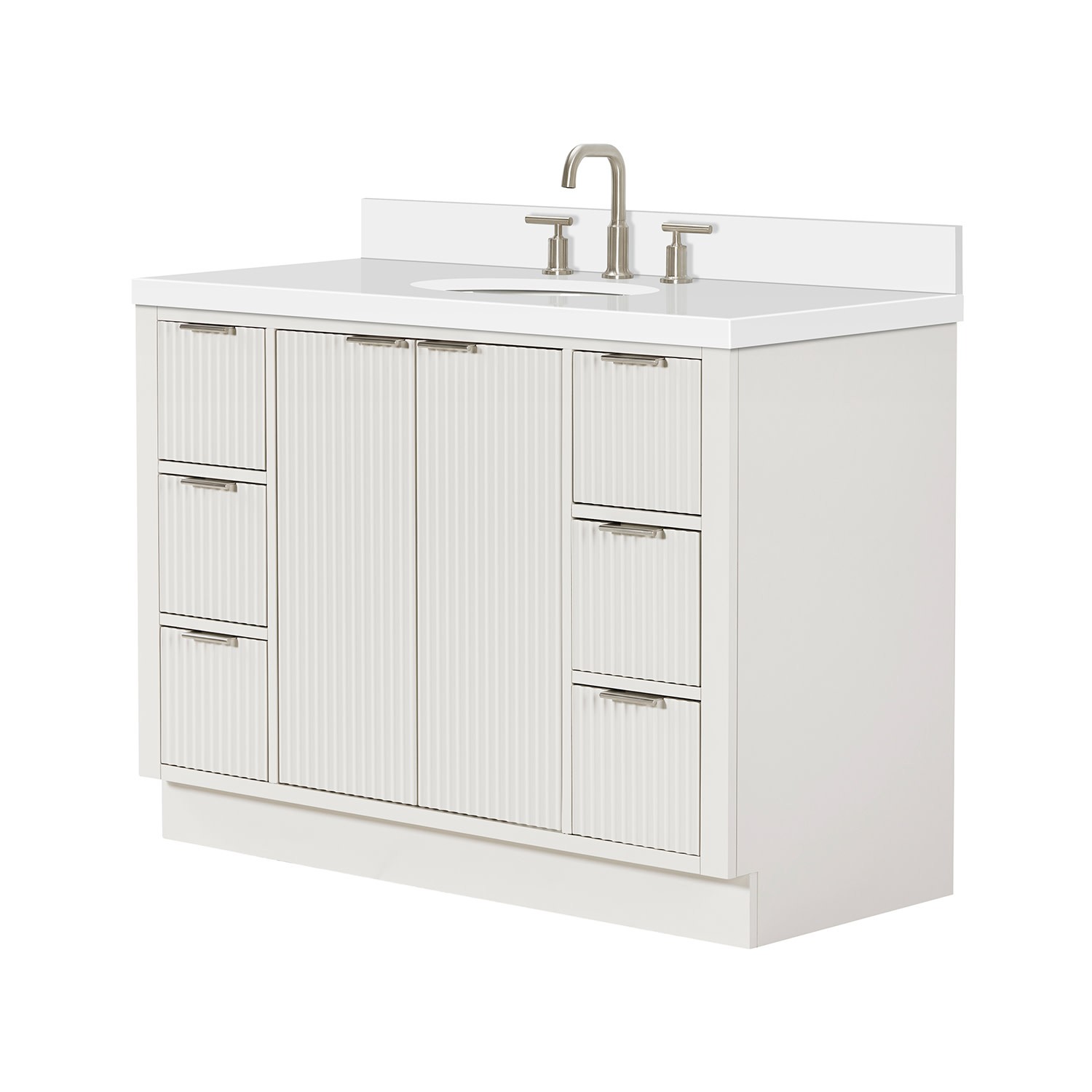 Ariel P49WQOVO Milan 49″ – Warm White / Pure White Quartz Top / Brushed Nickel