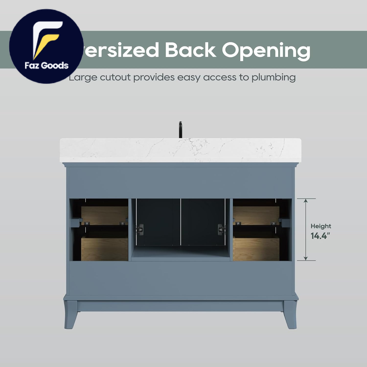 48 Inch Bathroom Vanity with Sink Modern Steel Blue Bathroom Vanities with Soft