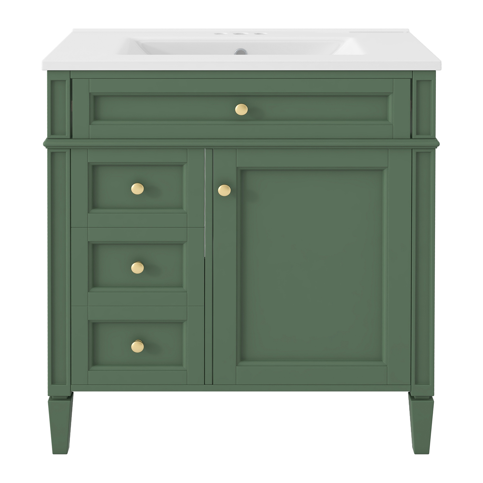 30” Bathroom Vanity with Top Ceramic Sink Modern Storage Cabinet with 2 Drawers