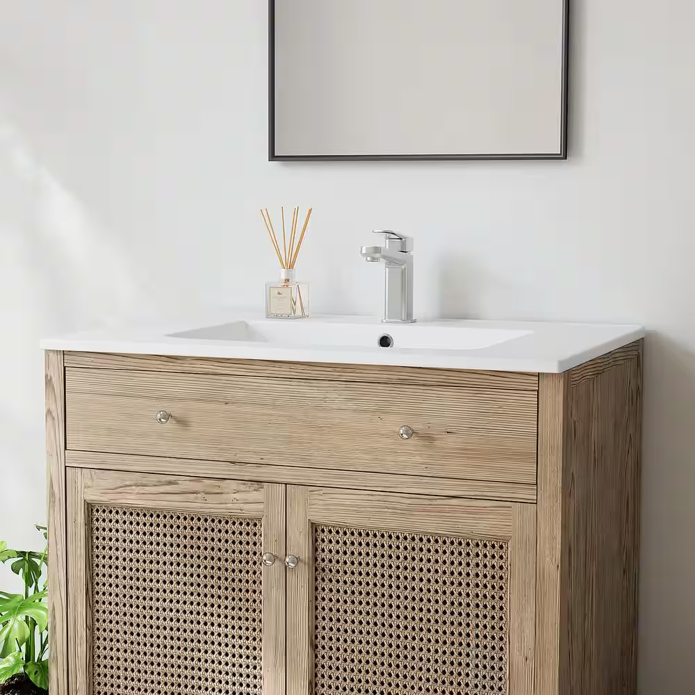 Dayton 31 In. W X 22 In. D Vitreous China Vanity Top in White with Single Faucet