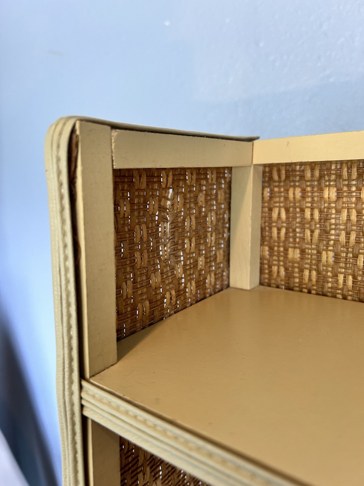 Vintage Mid Century Brown Ratten Vanity Shelf-Tabletop Or Wall