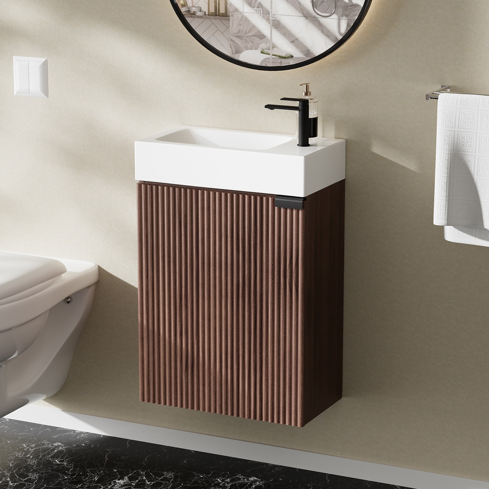 Bathroom Vanity w/Sink & Door Floating Cabinets Vanity for Home Easy Assembly🔥