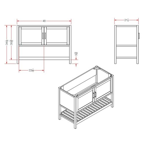 Bennet 48 Inch Bathroom Vanity – Freestanding Cabinet 48 Inch Vanity Grey