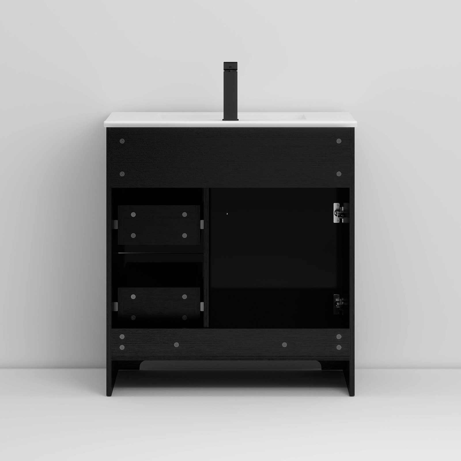 30″ Black Bathroom Vanity Set Freestanding with Ceramic Sink, Drain & Cabinet
