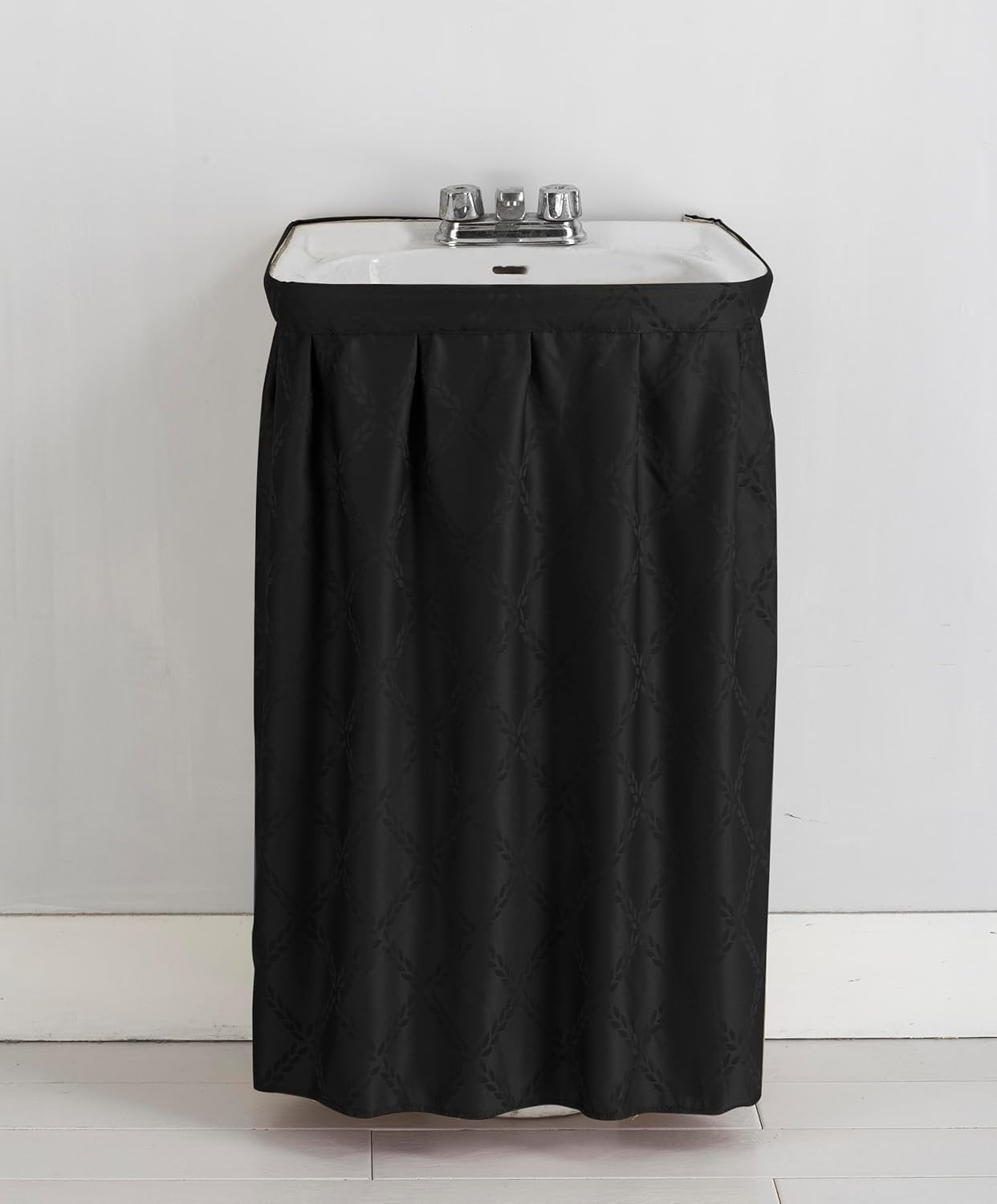 Fabric Sink Skirt Intersected Leaves, Self Adhesive Water Repellent Vanity Cover