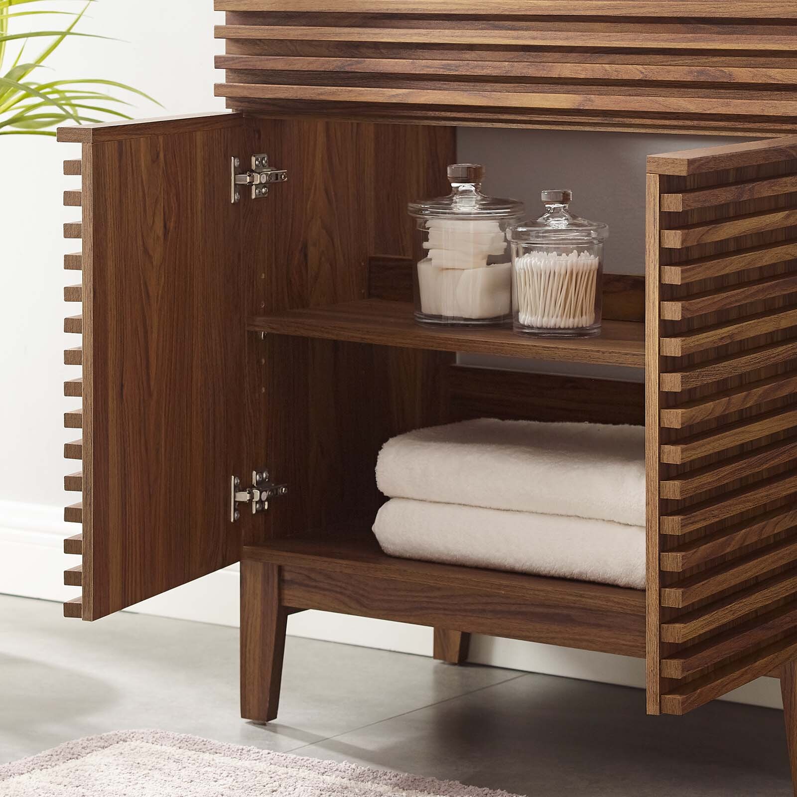 Modway Render 30″ Bathroom Vanity in Walnut – Sink Basin Not Included