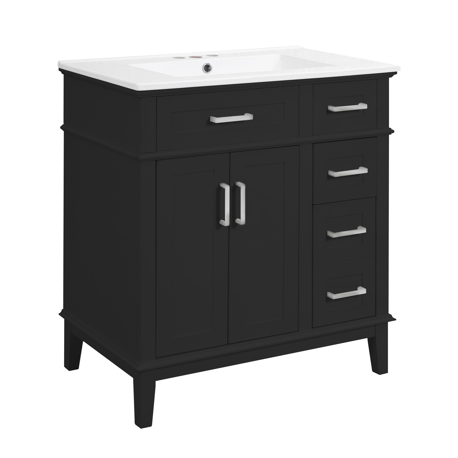 30″ Bathroom Vanity with Ceramic Sink, Soft-Close Doors & Drawers