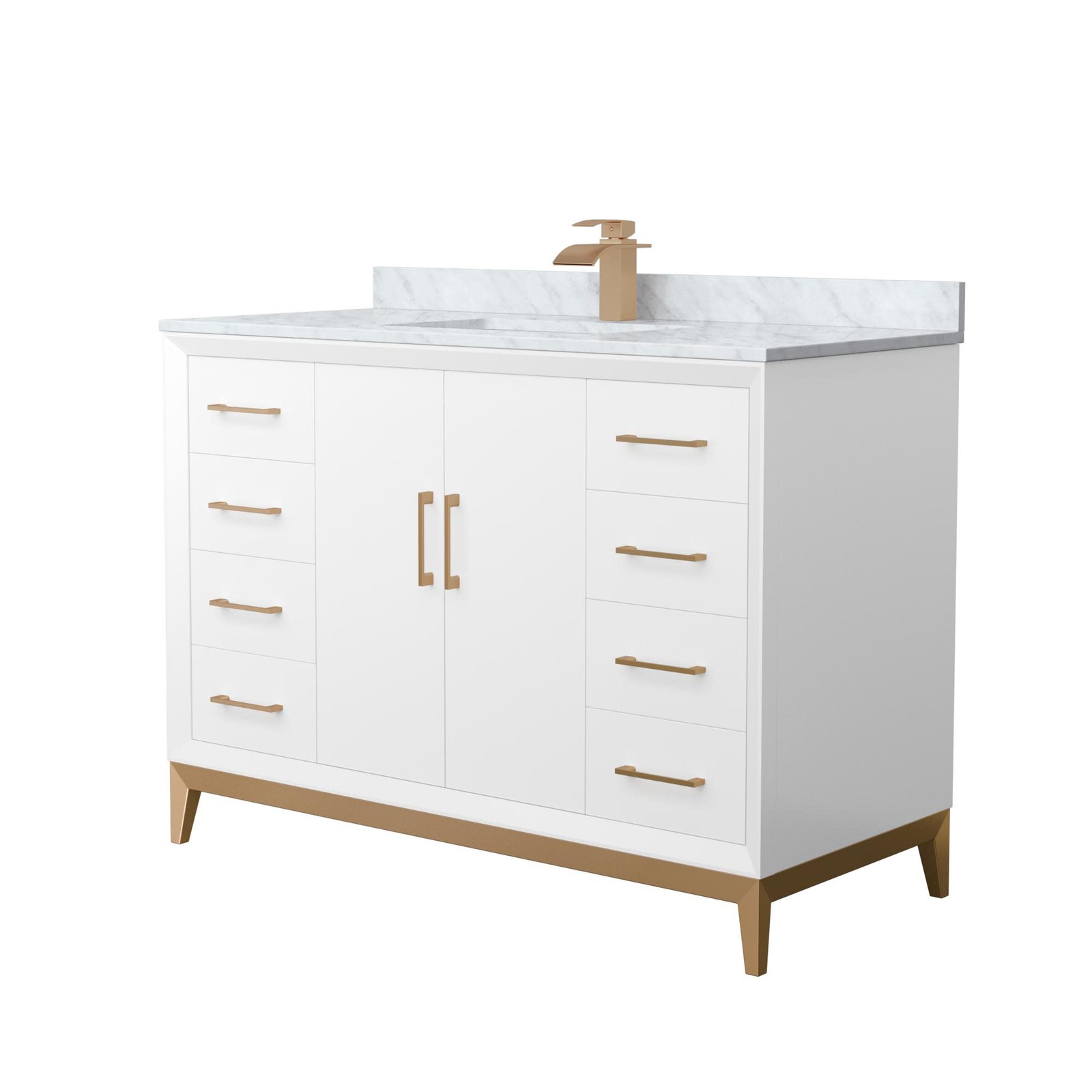 Wyndham Collection WCH818148S-CMUNS-MXX Amici 48″ – White / Satin Bronze