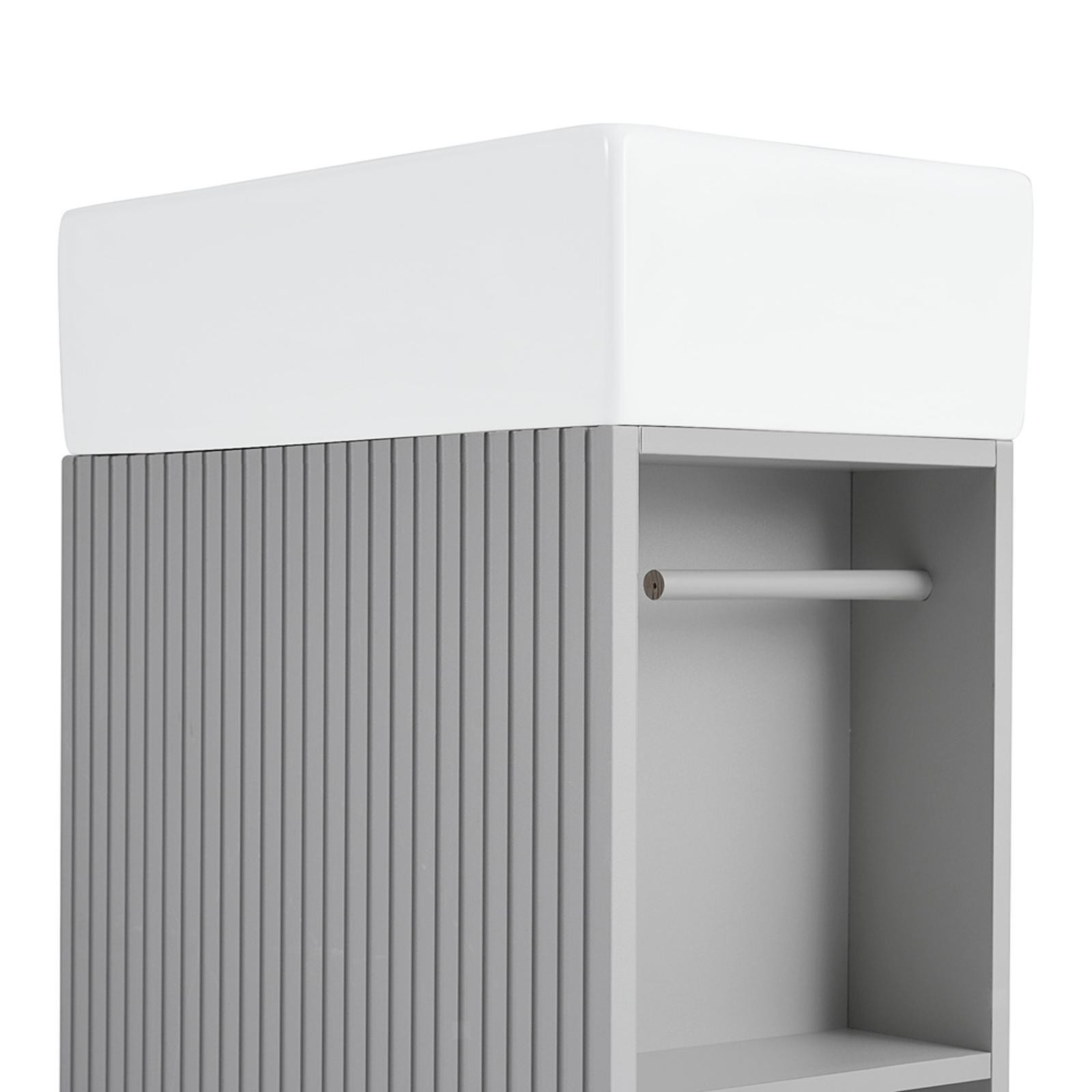 MDF Bathroom Vanity Cabinet with Ceramic Sink and Storage Shelf Grey Furniture