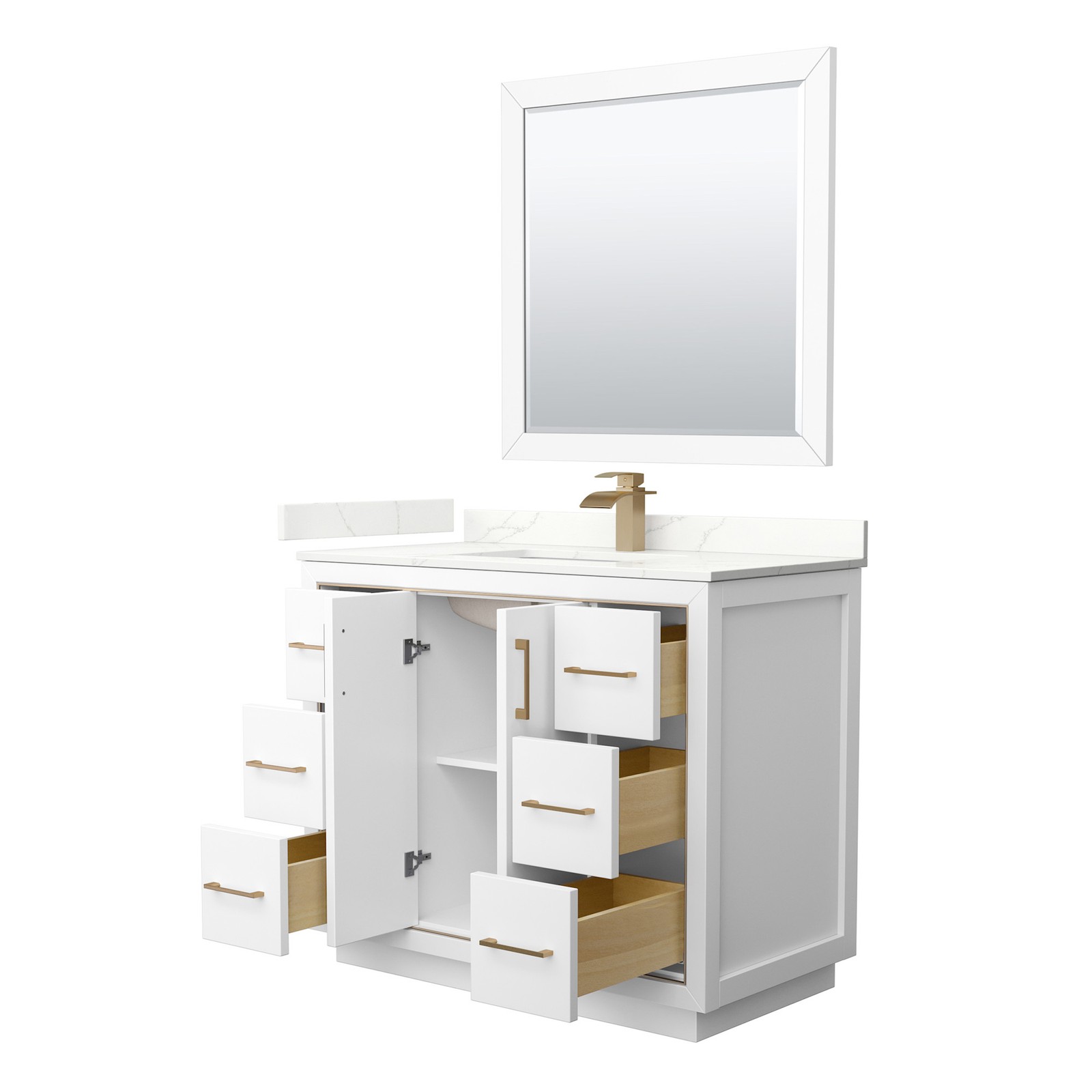 Wyndham Collection WCF111142S-QTZ-UNSM34 Icon 42″ – Dark Gray / White Quartz Top