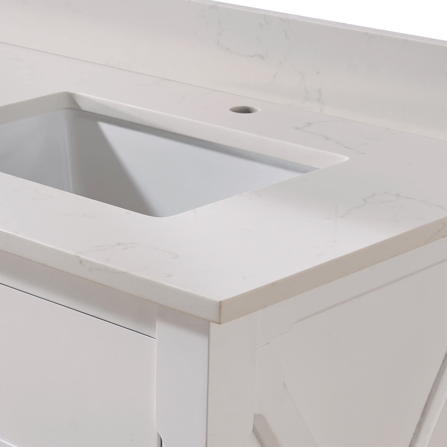 Pemberly Row Modern 73″ Composite Stone Double Vanity Top White