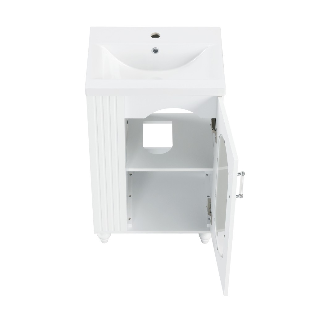 Bathroom Vanity W Sink Adjustable Double Shelves Solid Wood and MDF Construction