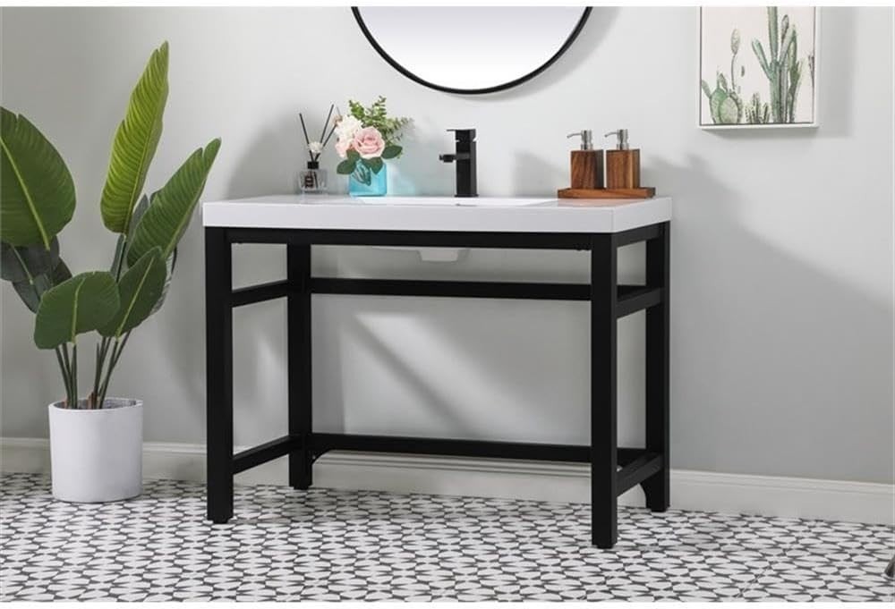 Elegant Lighting VF14542BK ADA Compliant Single Bathroom Metal Vanity in Black
