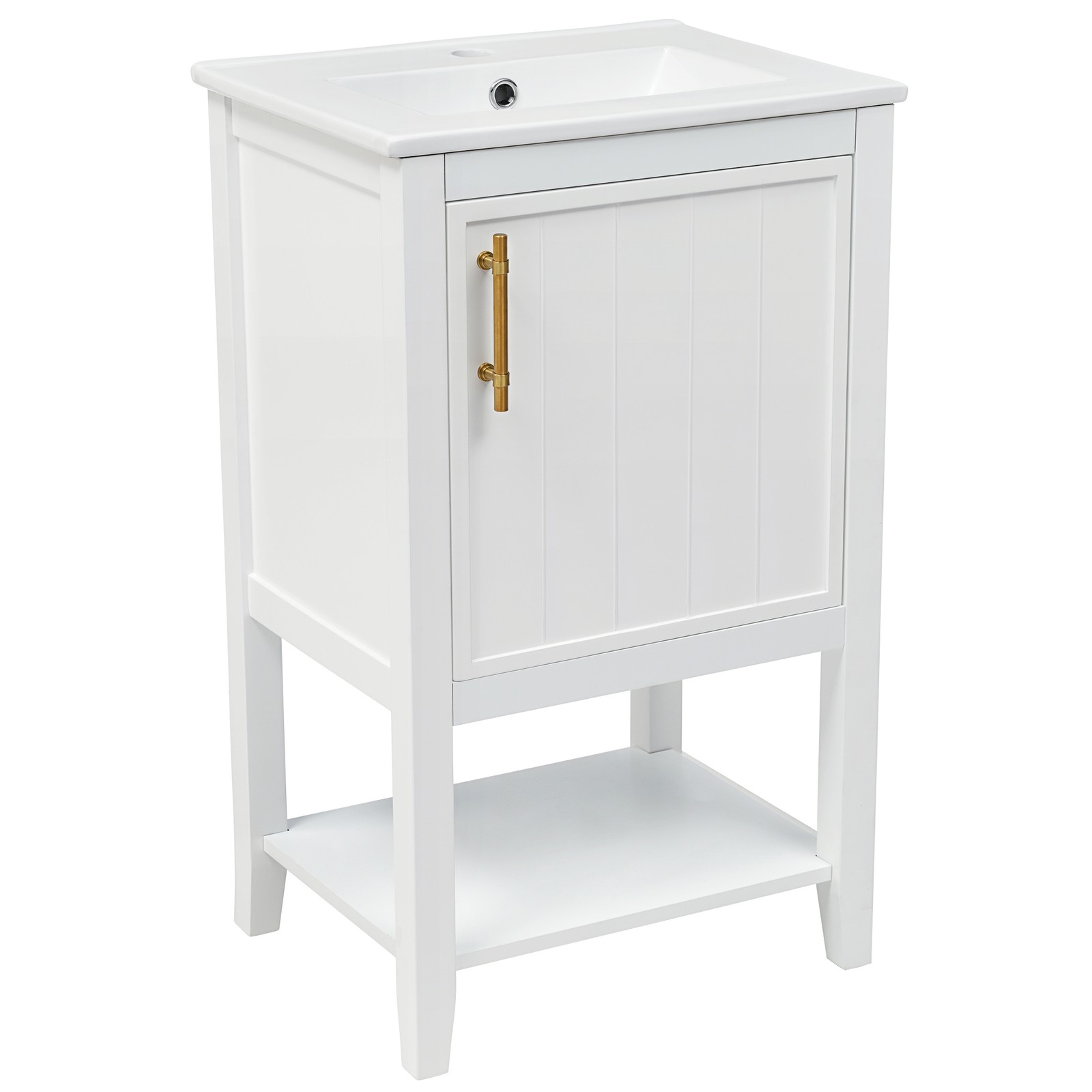 20″ Bathroom Vanity with Sink, Cabinet, Soft Close Door, White