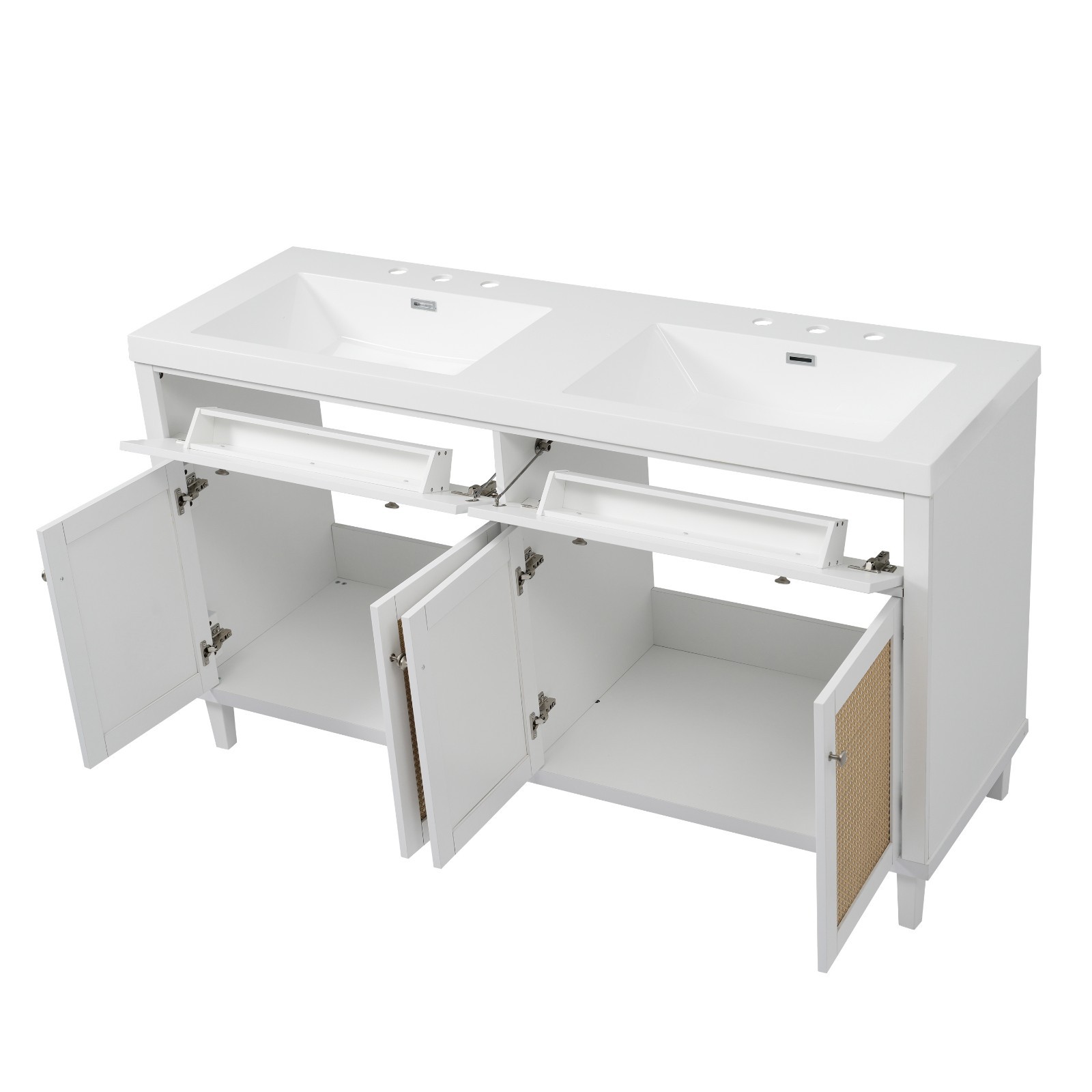 60 Inch Bathroom Vanity with Double Sink,Large Storage Space with 2 Tip-Out Tray