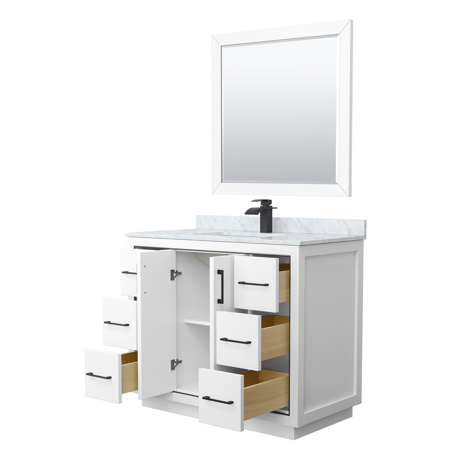 Wyndham Collection WCF1111-42S-NAT-M34 Icon 42″ – White / Brushed Nickel