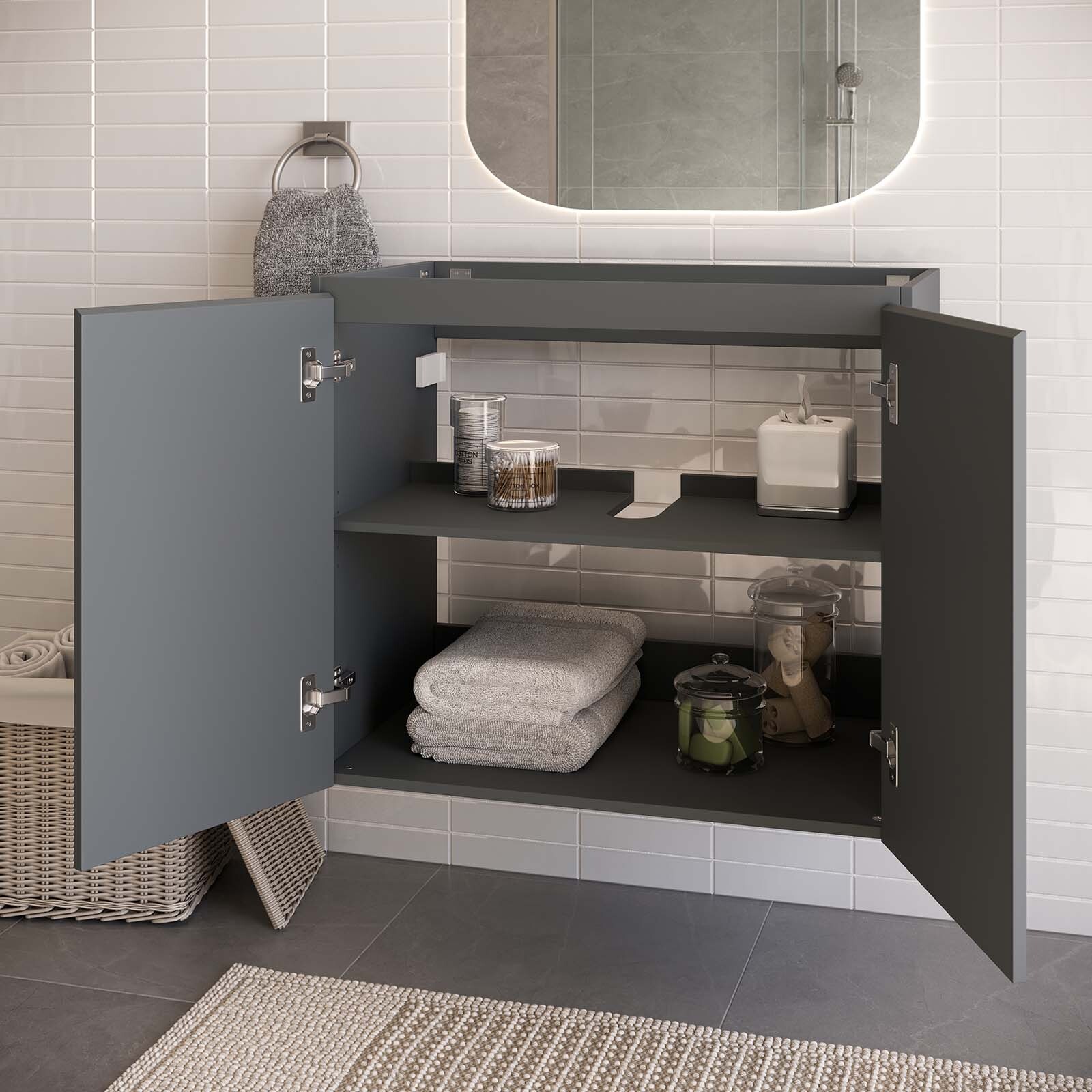 Modway Vitality 30″ Wall-Mount Bathroom Vanity in Gray