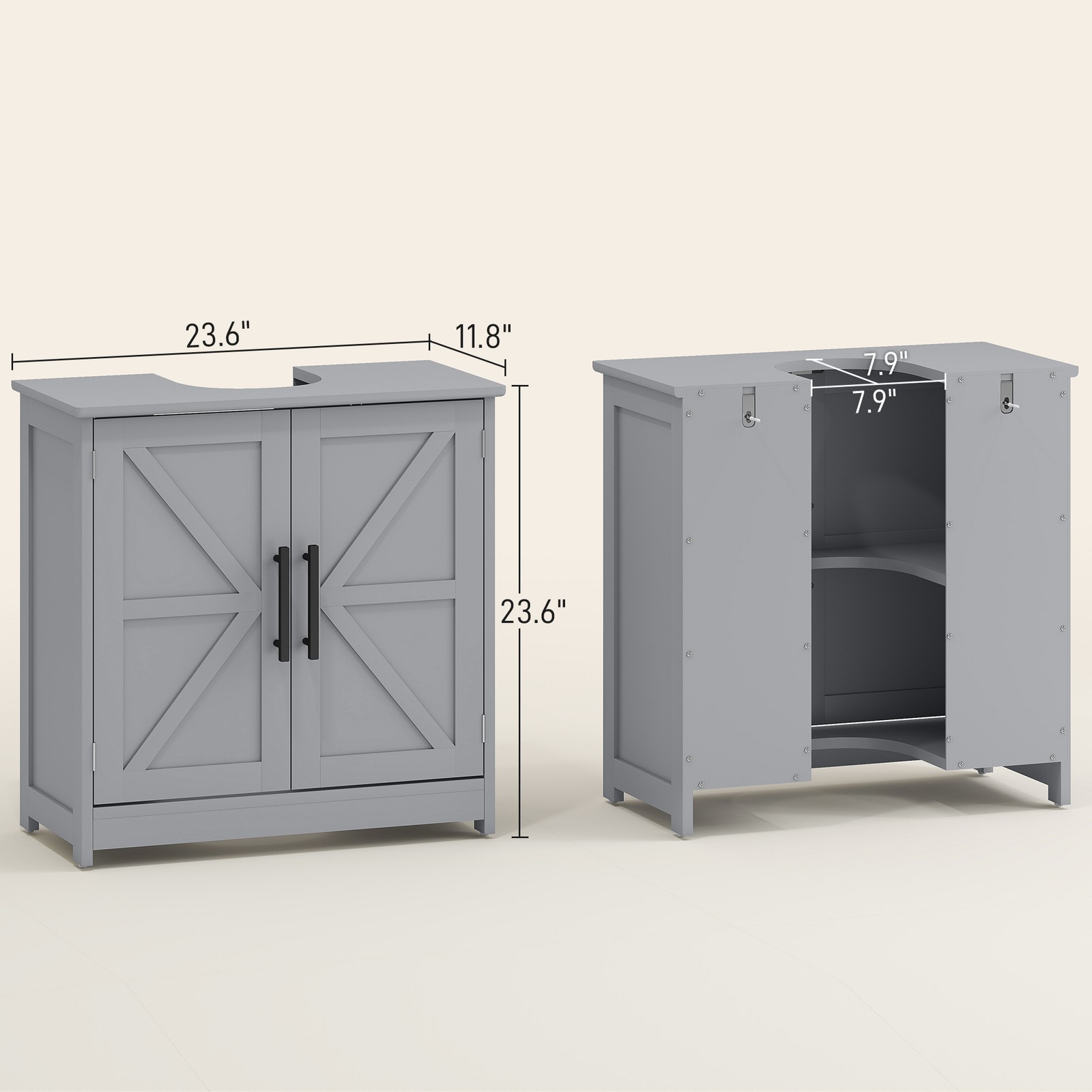 Pedestal Sink Storage Cabinet, Bathroom Sink Cabinet, Dark Gray