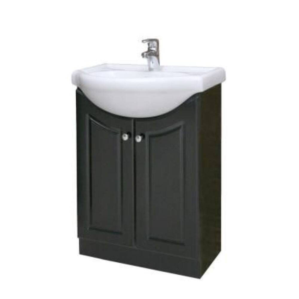 Elanor 24″ W x 19″ D x 34″ H Euro Vanity in Satin Black w/Ceramic Vanity Top
