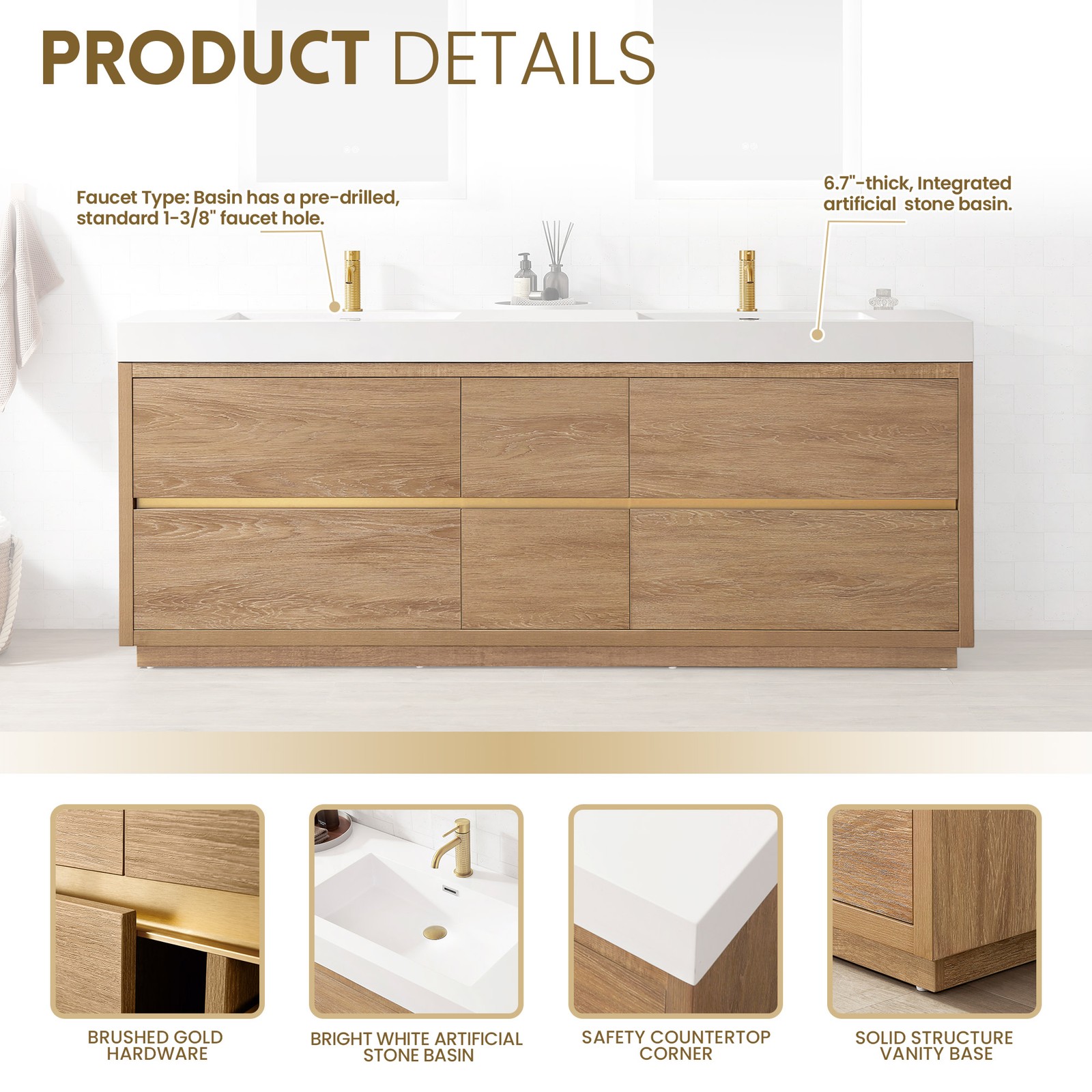 Miseno MV-HUES84-WHT-NM Huesca 84″ – North American Oak