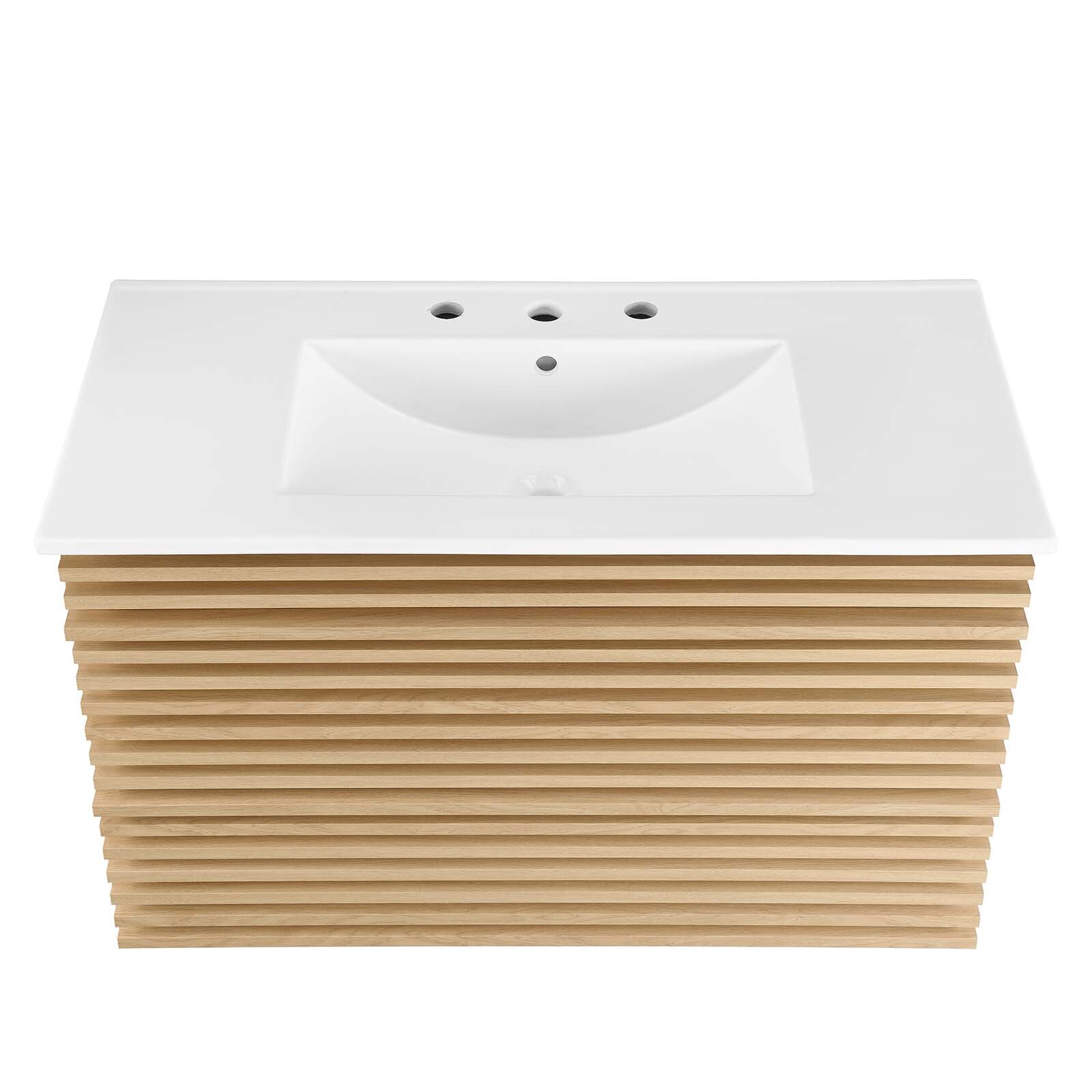 Modway Render 36″ Wall-Mount Bathroom Vanity in Oak White