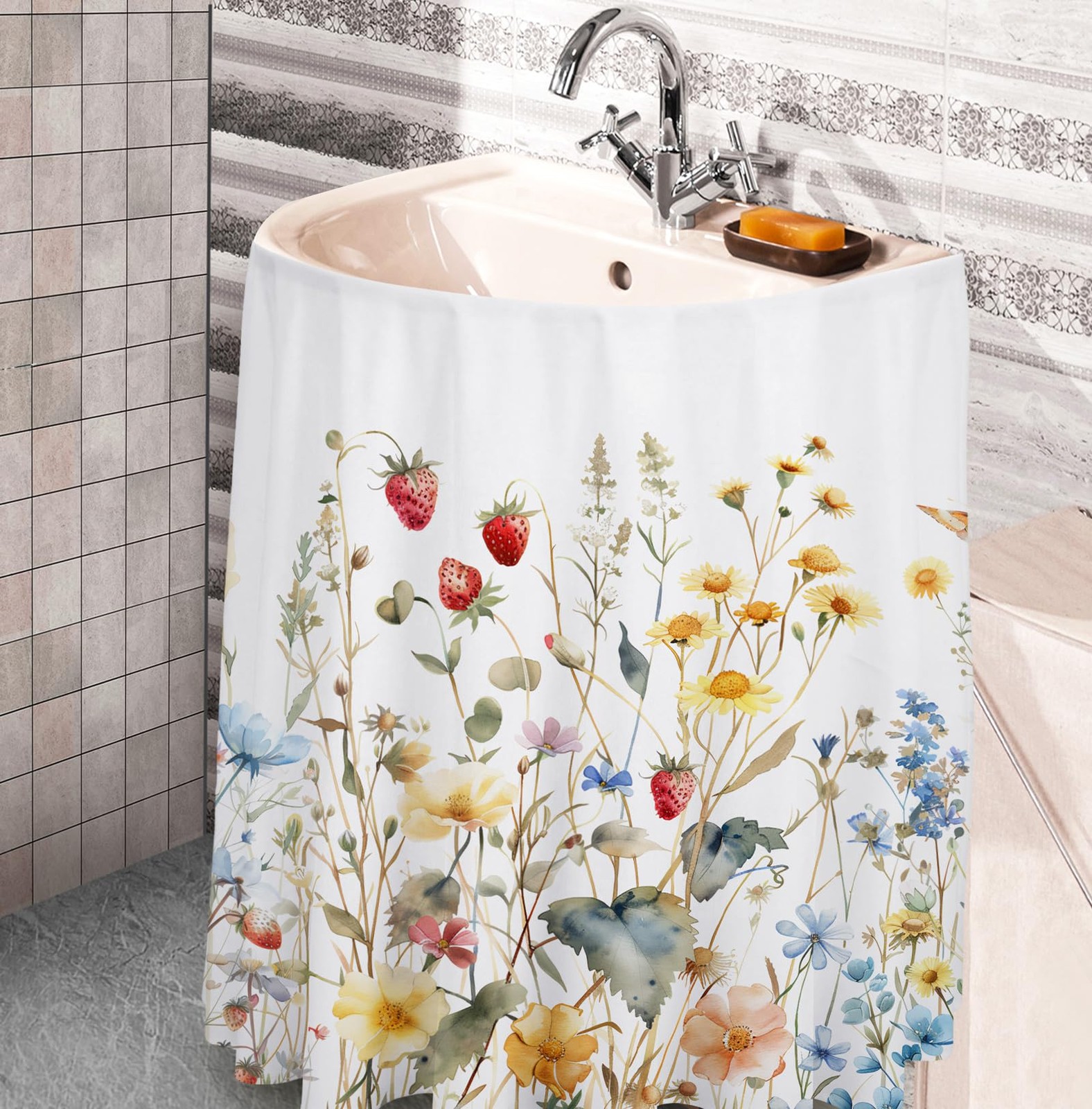 Fabric Sink Skirt Diamond Bathroom Stitch Self Stick Adhesive Waterproof Fabr…