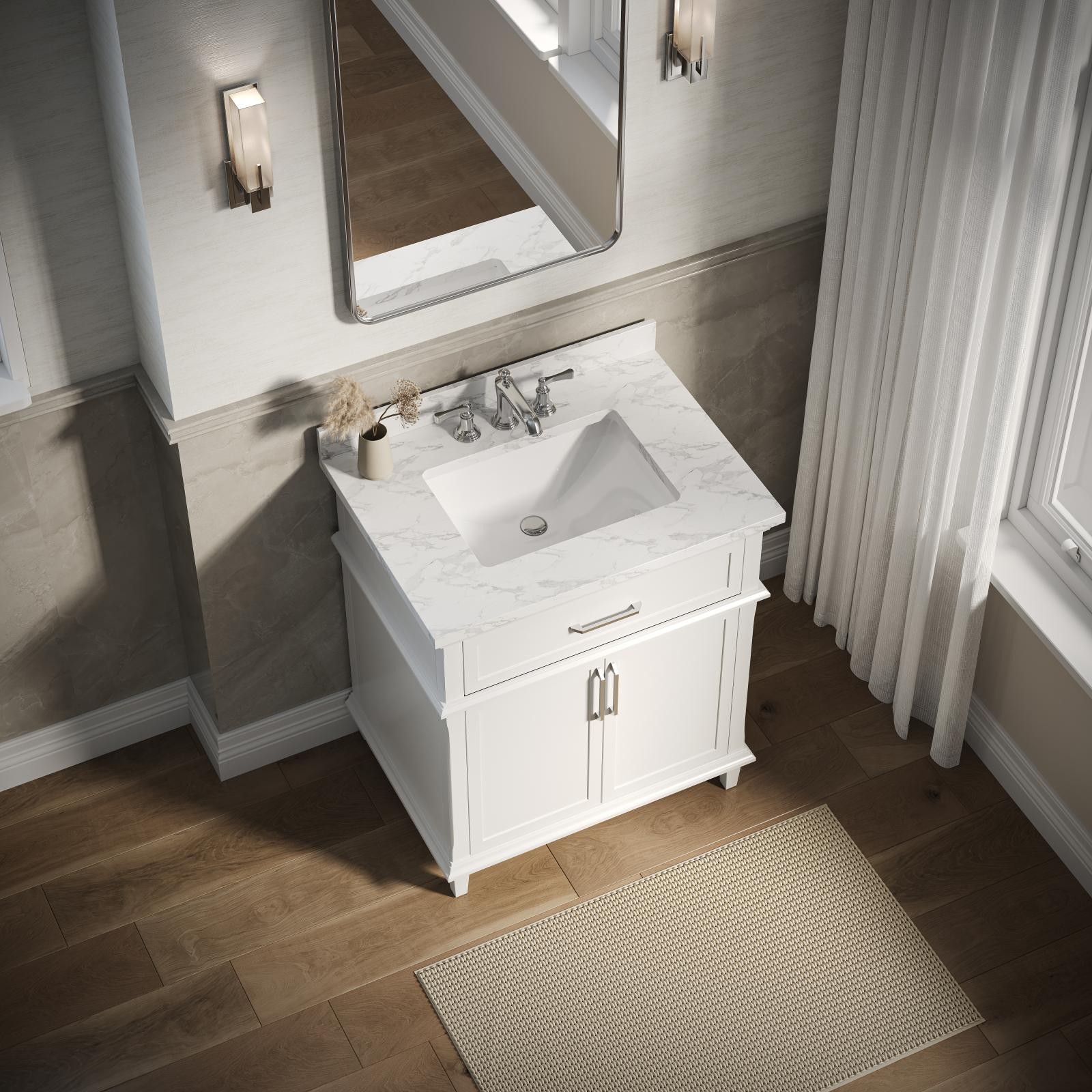 HOROW 30” Bathroom Vanity with Undermount Basin Freestanding Storage Cabinet