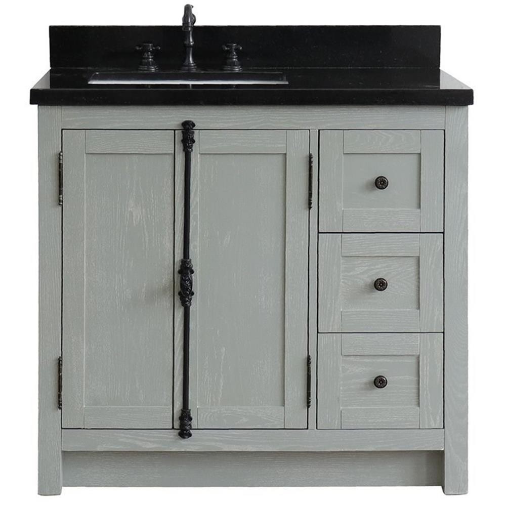 Plantation Solid Wood Single Vanity with Left Rectangle Sink in Ash/Black