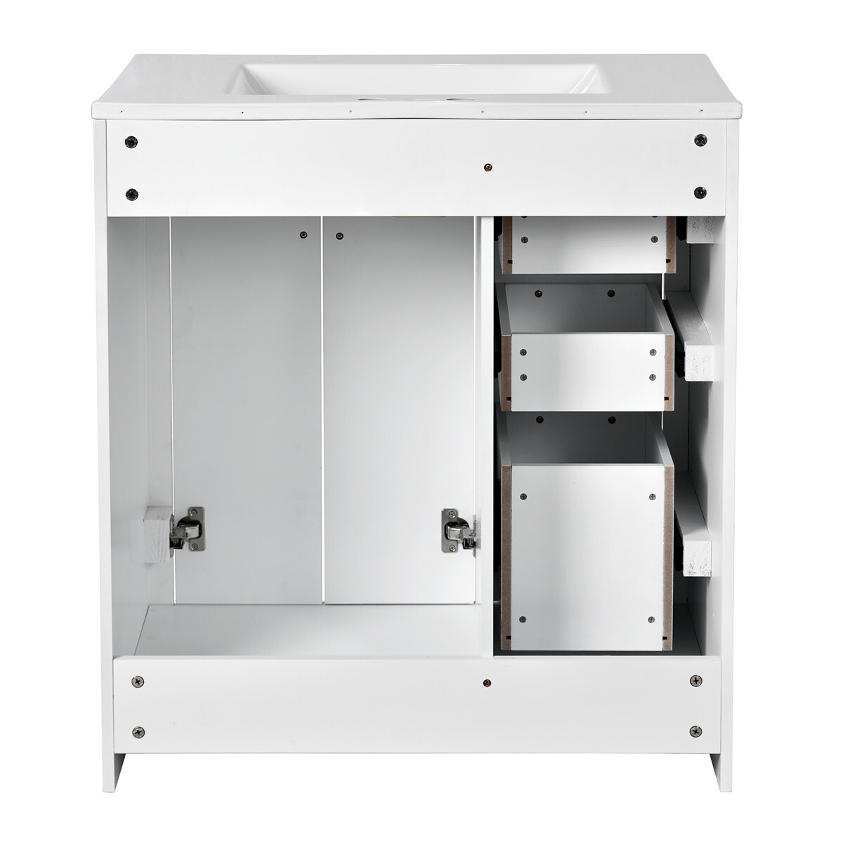 30″ Bathroom Vanity with Sink, Freestanding Vanity Cabinet, 2 Doors 3 Drawers