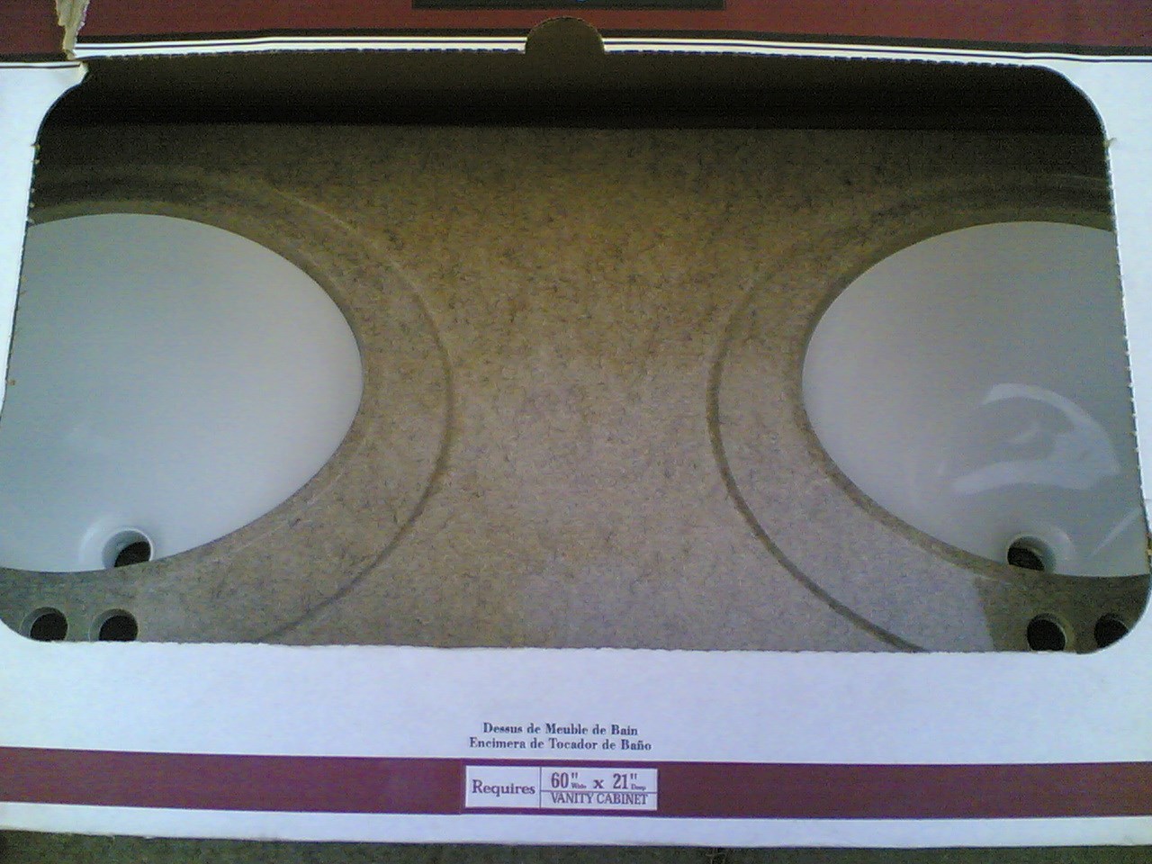 NIB ~ Nice Premium Imitated Granite Bathroom Vanity Top Double-Bowl SINK 61×22