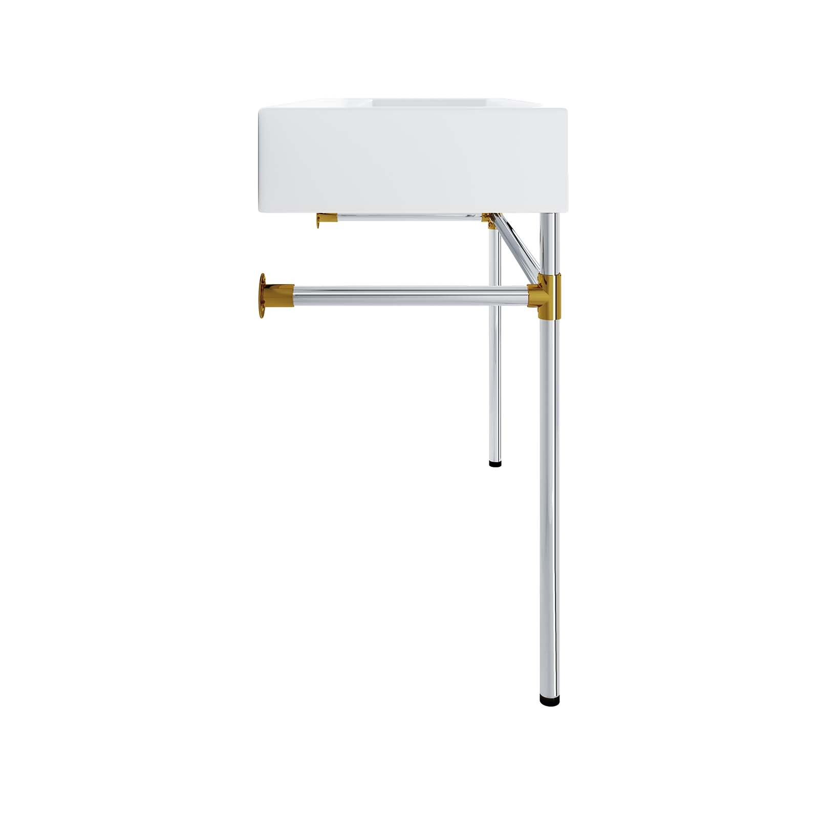 Modway Redeem 40″ Wall-Mount Silver Stainless Steel Bathroom Vanity
