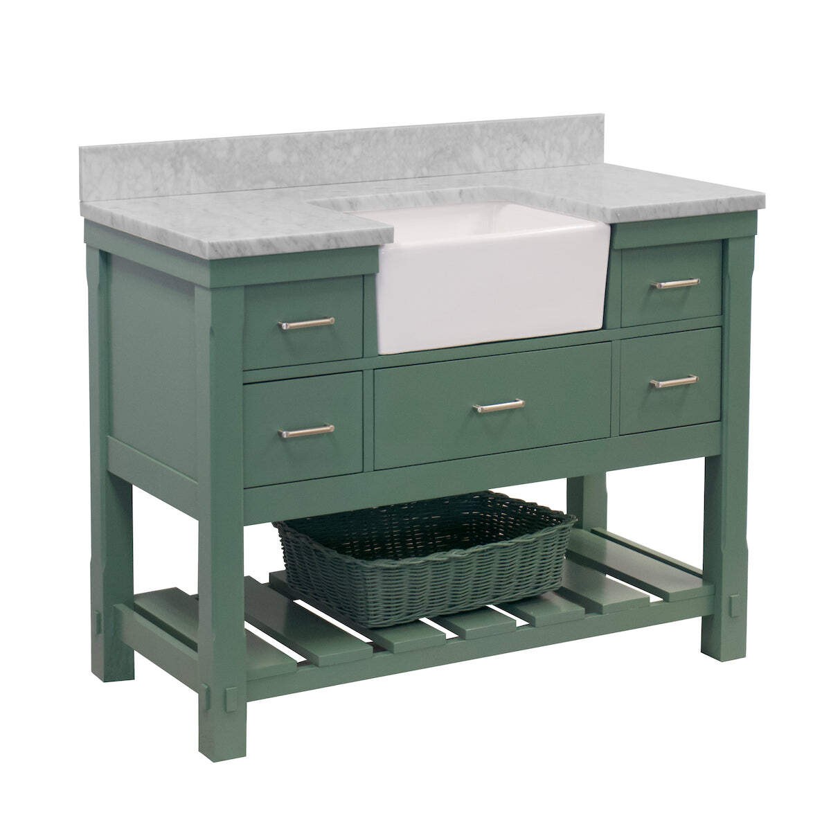 Charlotte 48-inch Farmhouse Vanity with Carrara Marble Top