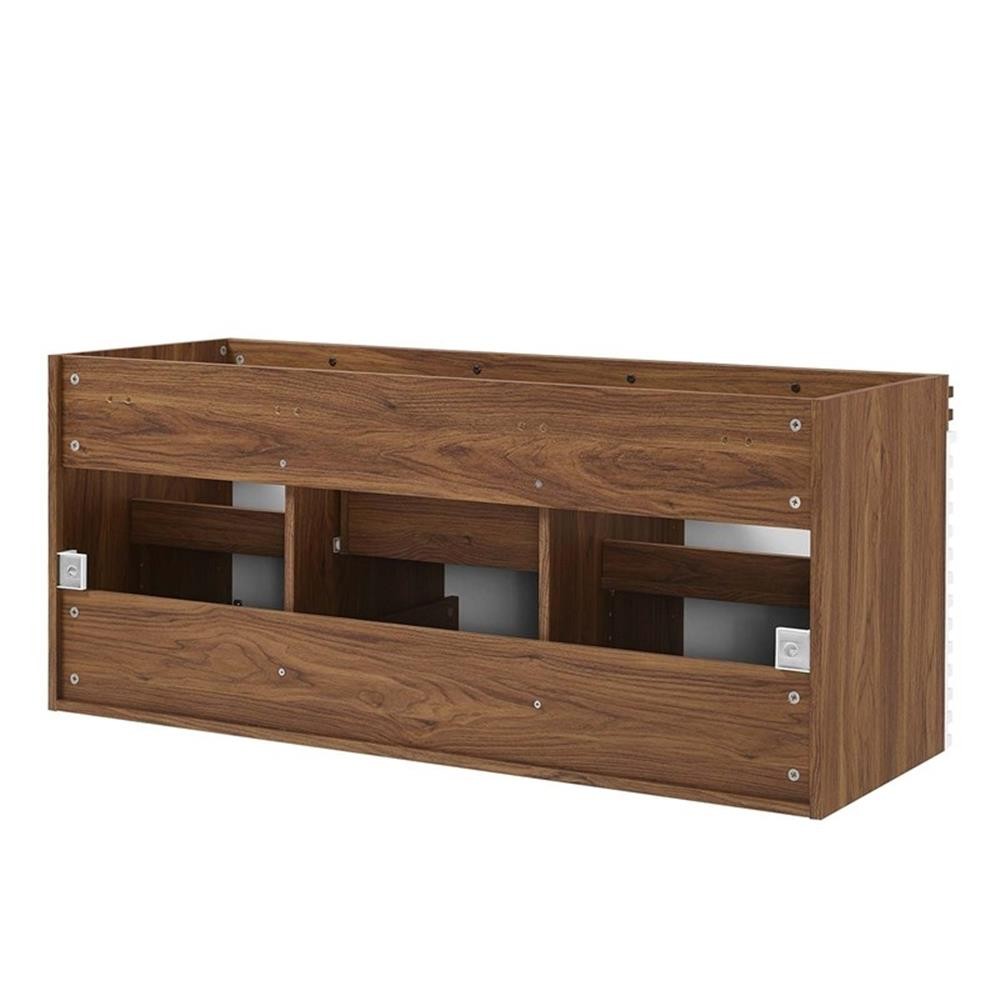 Pemberly Row 48″ MDF and Particleboard Bathroom Vanity Cabinet in White/Walnut