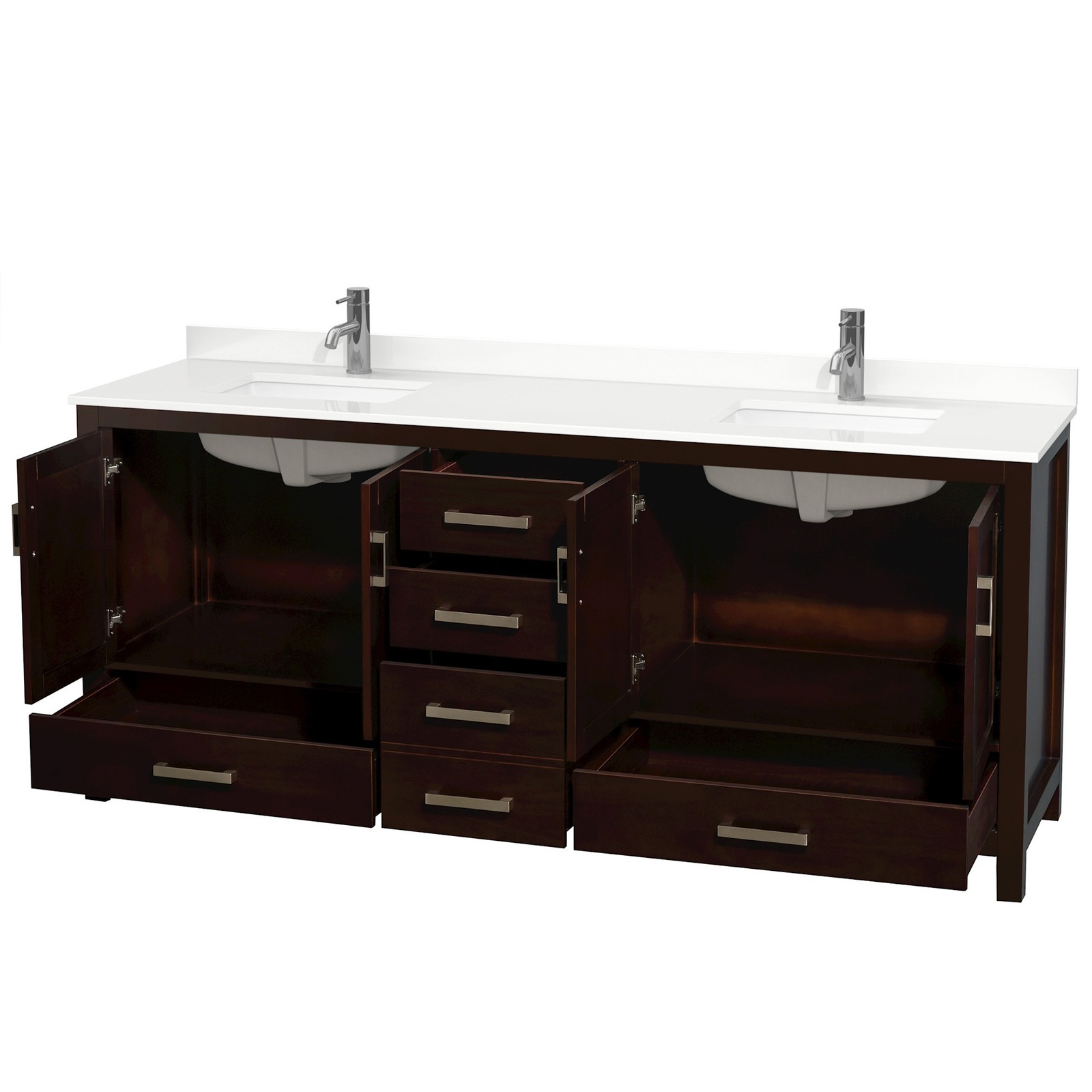 Wyndham Collection WCS141480D-QTZ-UNSMXX Sheffield 80″ – Gray / White Quartz Top
