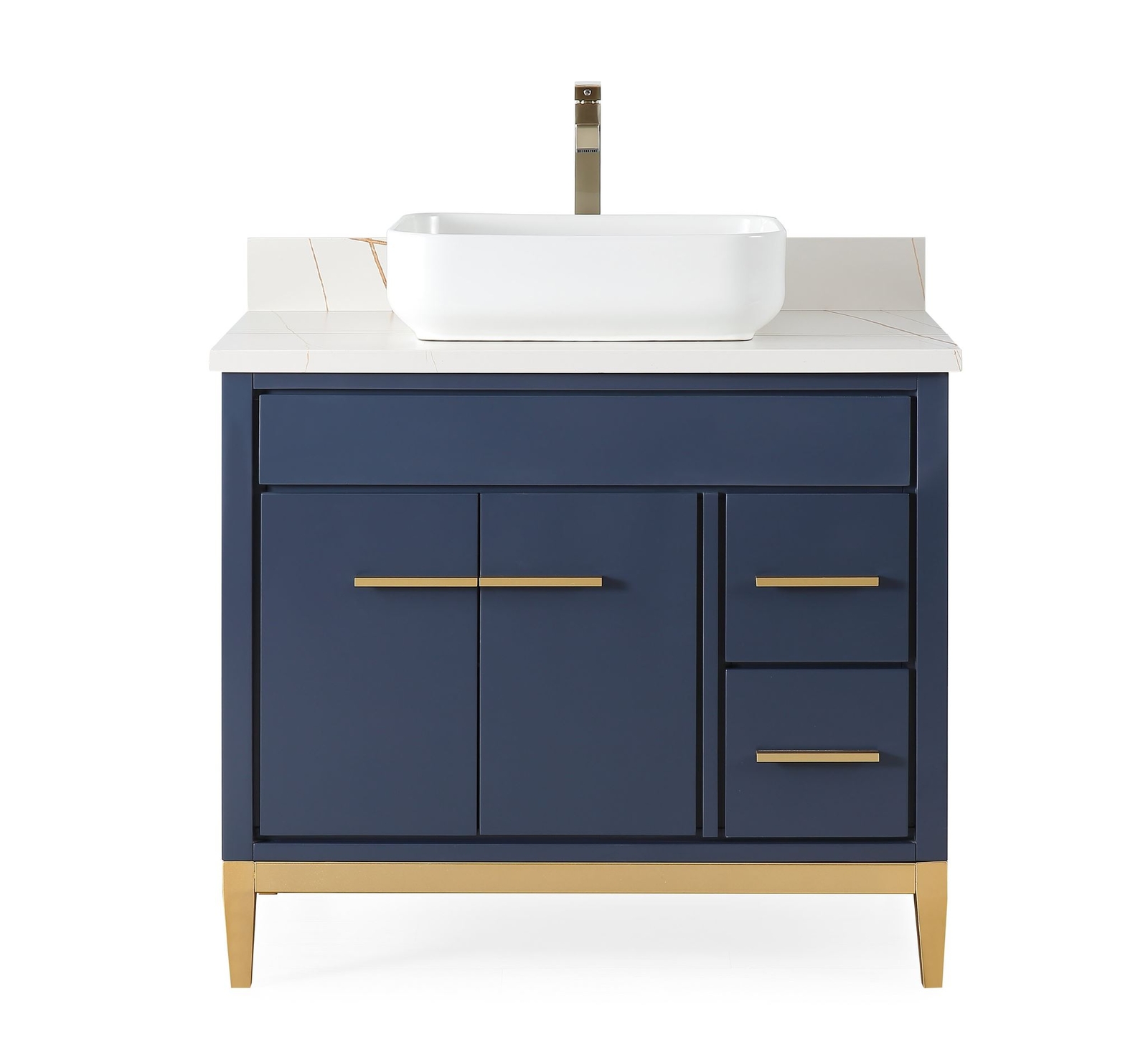36 inch Navy Blue Beatrice Vessel Sink Bathroom Vanity – 9936NB-36U