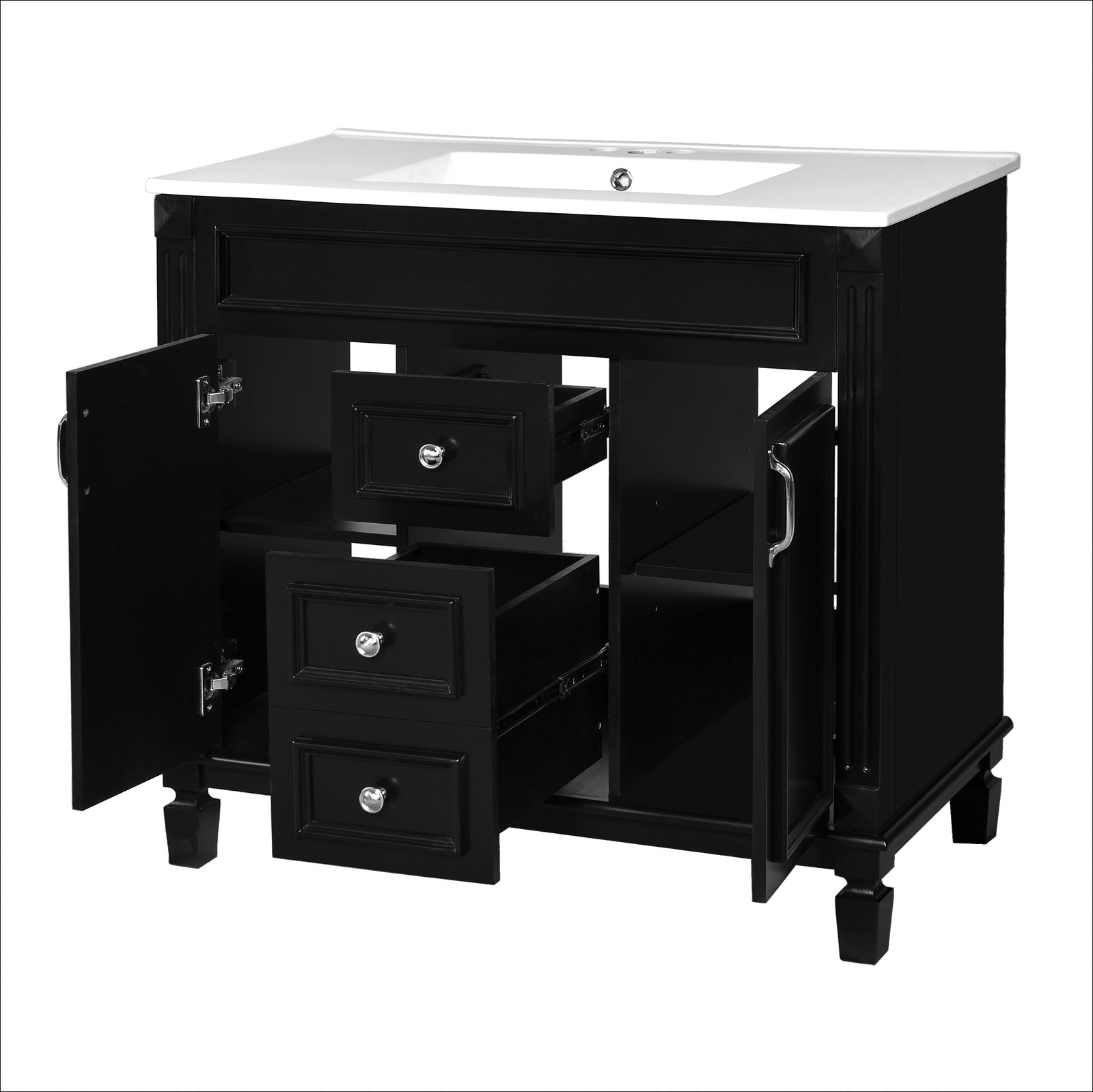 Single sink bathroom dressing table,2 soft-closed doors and 2 drawers