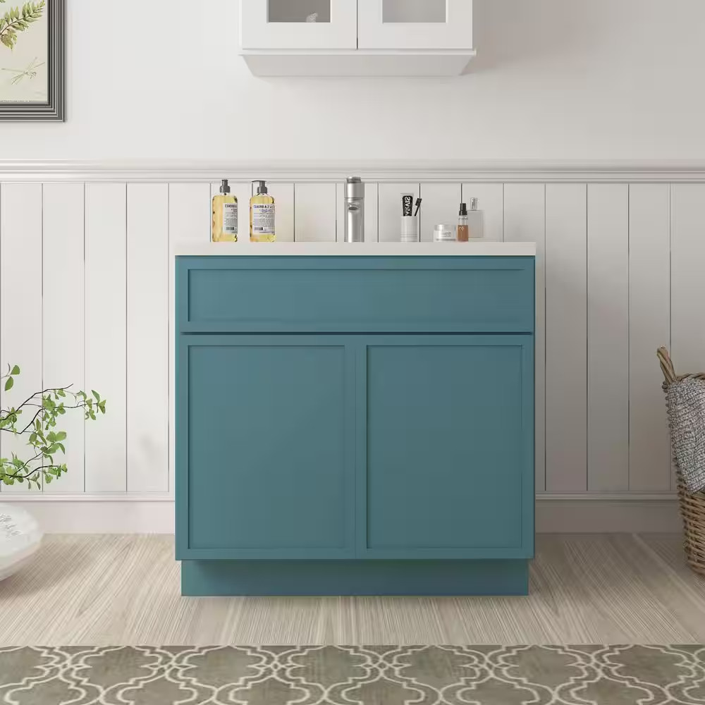 33 In. W X 21 In. D X 32.5 In. H 2-Doors Bath Vanity Cabinet without Top in Sea
