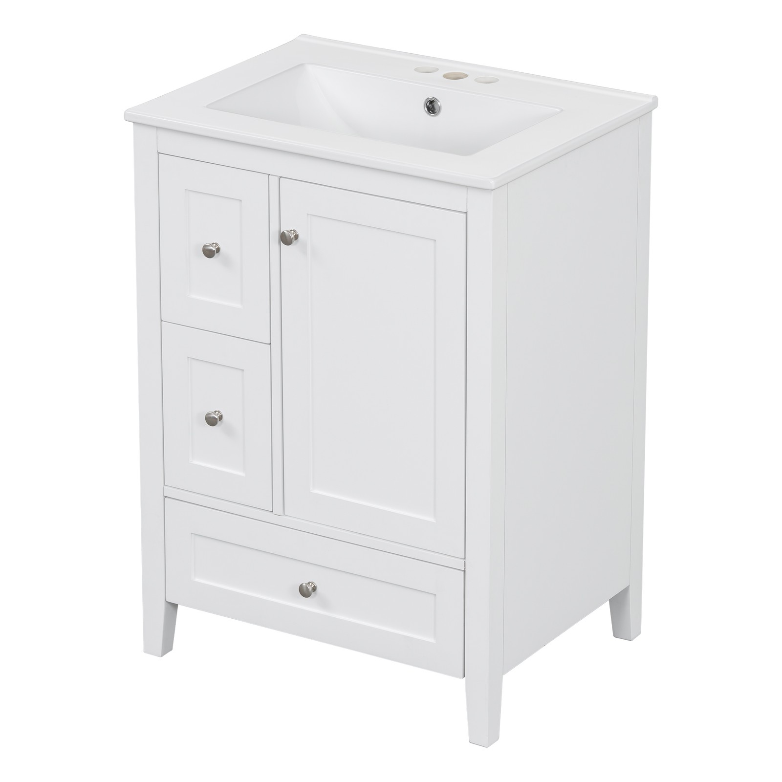 24″ Bathroom Vanity w/Storage, Adjustable Shelf Modern Bathroom Storage Cabinet