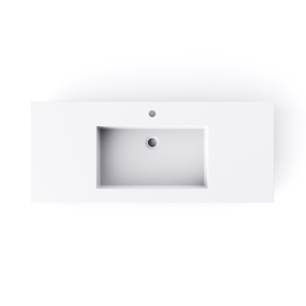47.2”Wall-Mount Stone Resin Bathroom Sink Rectangular Vessel Sinks for Bathroom