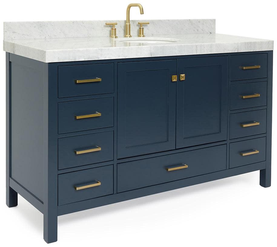 Ariel A060SCW5OVO Cambridge 60″ – Midnight Blue / Italian Carrara Marble Top /