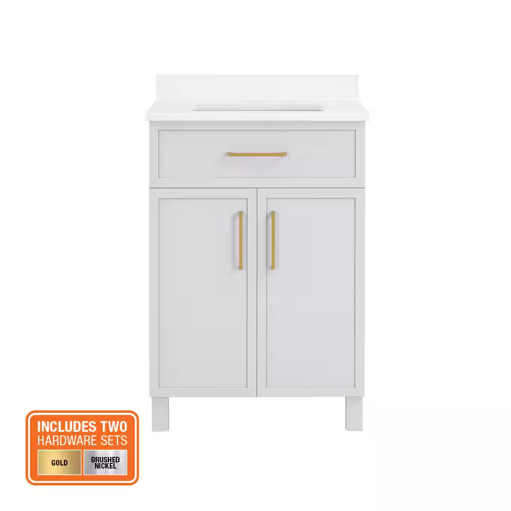 Bilston 24 In. Single Sink Freestanding Dove Gray Bath Vanity with White Enginee