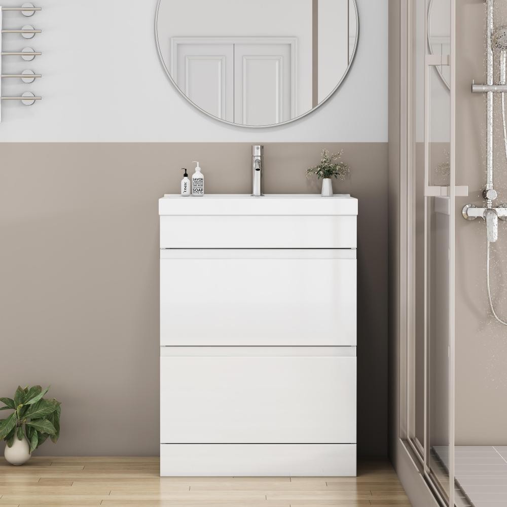 24-Inch Bathroom Vanity With Sink Combo , 2 Doors Bathroom Cabinet, With Shelf