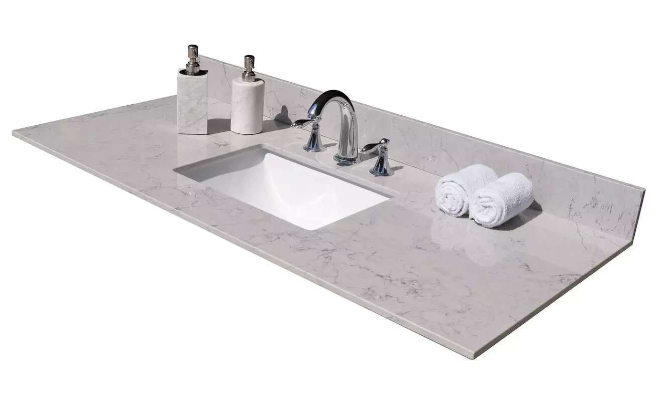 Montary 49×22 Bathroom Stone Vanity Top Gray Engineered Marble Color MGHZSPT4922