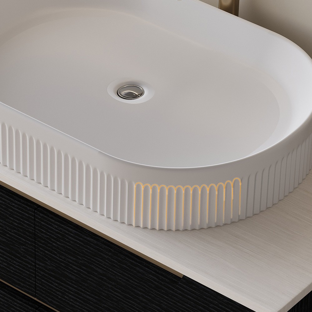 36″ Floating Bathroom Vanity with Ceramic Sink & Soft-Close Drawers