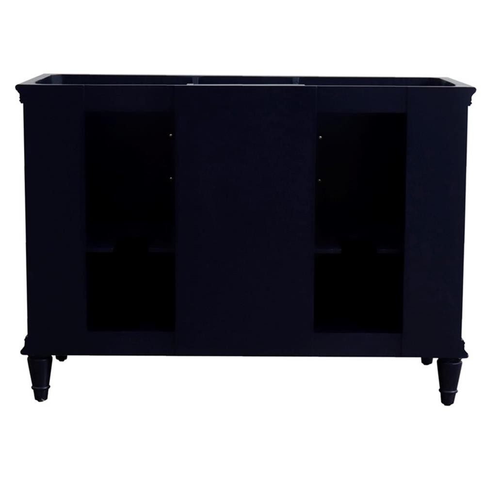 49 in. Double Wooden Vanity Blue with Black Galaxy Rectangle Sink