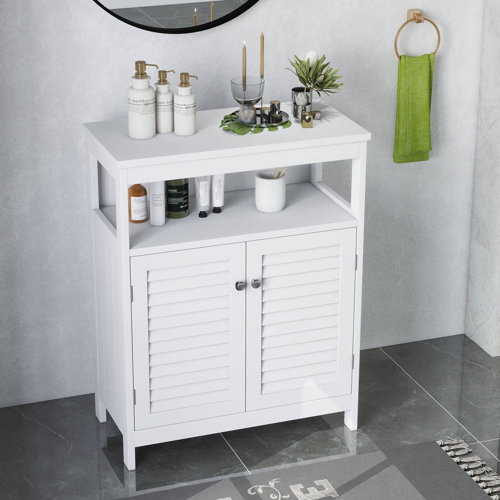 Bathroom Storage Cabinet 23.6in White Modern Fit Most Home Decor Styles