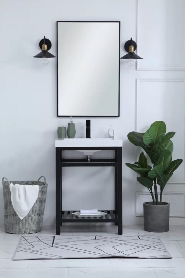 Modern Metal Bathroom Vanity with Sink 24″