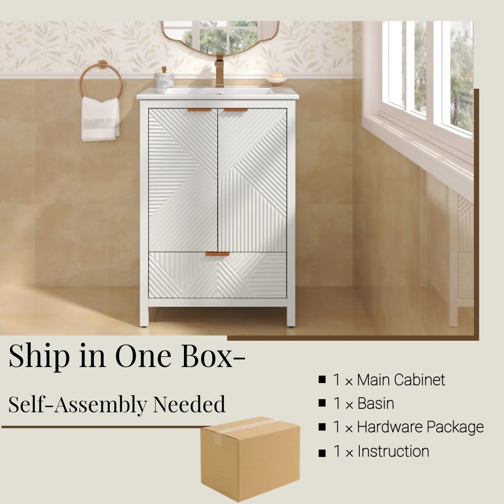 24 In Bathroom Vanity with Sink Combo Bathroom Vanity with Single Faucet Hole