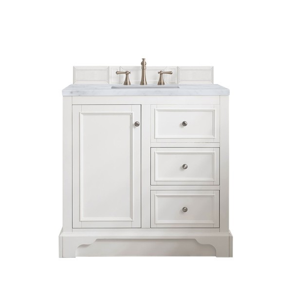 36″ James Martin De Soto 825-V36-BW-3CAR Vanity Cabinet Carrara Marble Top